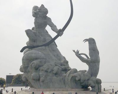 景区广场大型后日石雕-中国神话传说人物景观雕塑
