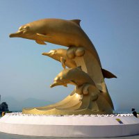 景区广场海豚漆金动物铜雕