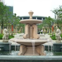 别墅喷泉石雕-玻璃钢人物喷泉雕塑