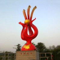 丹凤朝阳不锈钢凤凰雕塑-公园神兽标识景观雕塑
