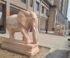石雕卷鼻大象-锻铜大象雕塑