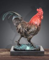 纯铜铸造彩绘公鸡生肖雕塑
