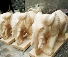 石雕大象喷水-泰式大象雕塑