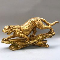 金钱豹黄铜铸造雕塑-商场企业招财动物摆件