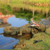 仿真鳄鱼雕塑湿地公园水塘水景动物摆件