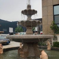 石雕水上喷泉-景区广场大型不锈钢地球喷泉景观雕塑