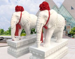 大象石雕像-大型石雕大象厂家