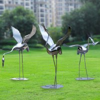 公园不锈钢仙鹤摆件雕塑