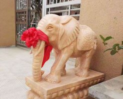 雕刻大象石雕-大象水缸石雕塑