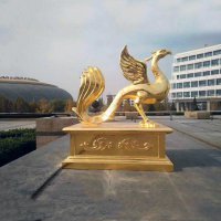 城市广场漆金铜雕神鸟朱雀雕塑
