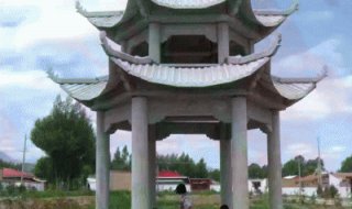 中式庭院石凉亭
