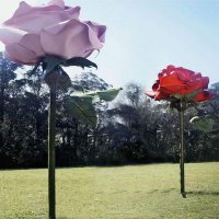 公园草坪不锈钢玫瑰花雕塑摆件