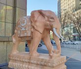 狮子大象石雕-石雕喷泉大象