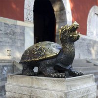 弥勒佛坐赑屃雕塑-寺庙大门神兽动物雕塑