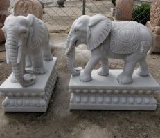 门前石雕大象-招财吉祥大象石雕