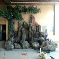 室内塑石假山-不锈钢假山景观雕塑
