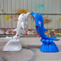 彩绘玻璃钢海豚雕塑