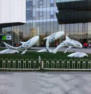 海豚玻璃钢城市景观雕塑-城市街道绿地装饰动物摆件
