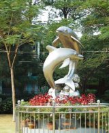 公园动物海豚不锈钢景观雕塑