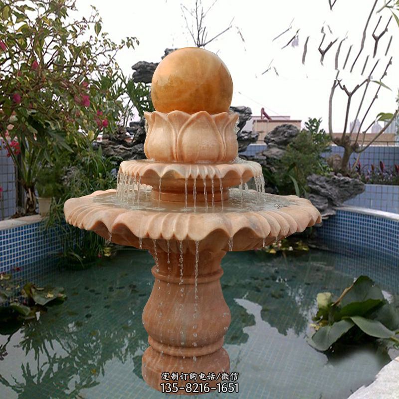 庭院石雕风水球-别墅园林水景装饰雕塑