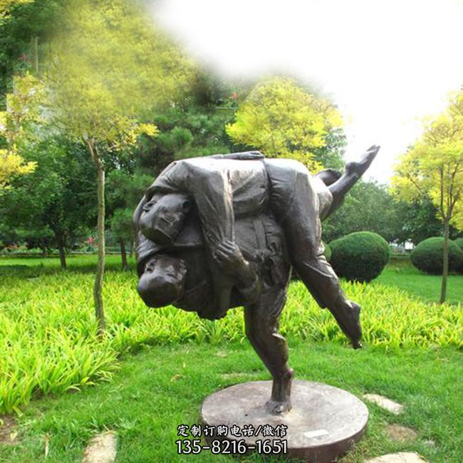 摔跤運動公園人物景觀雕塑擺件