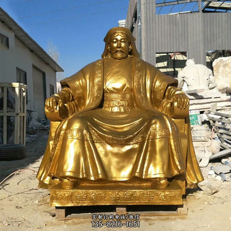 传承中华历史，守护历史伟人：鎏金成吉思汗铜雕