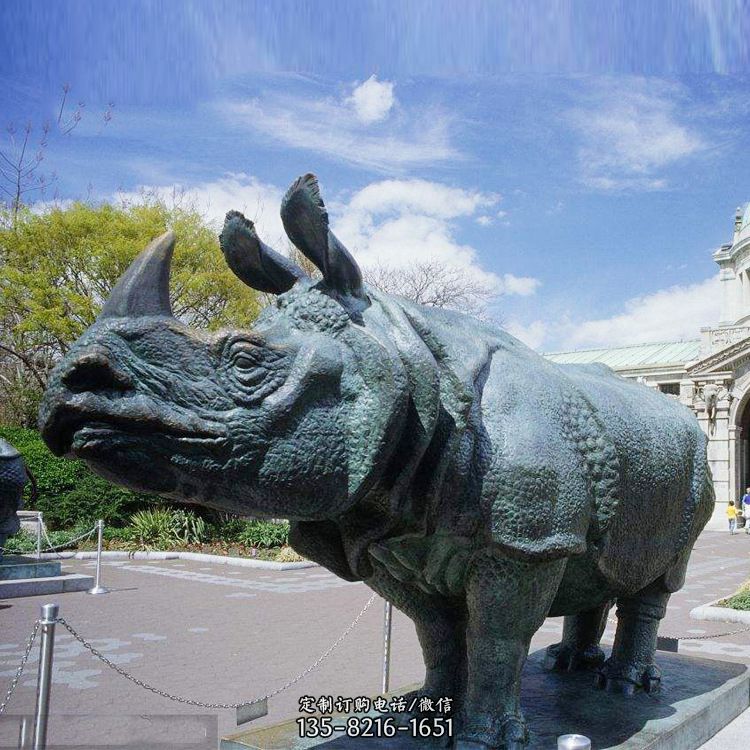 仿真犀牛銅雕-公園園林動物雕塑擺件