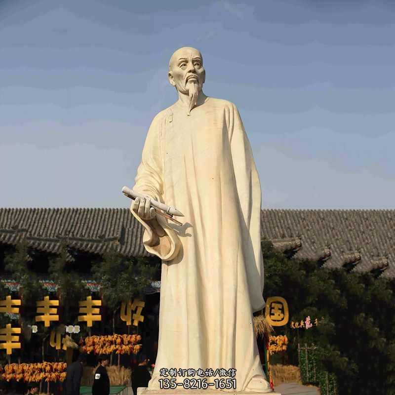 清代书画家郑板桥石雕塑-中国历史名人汉白玉雕像图片