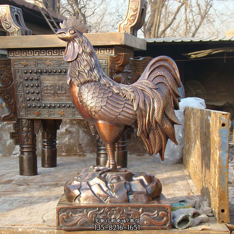 纯铜铸造生肖鸡雕塑摆件