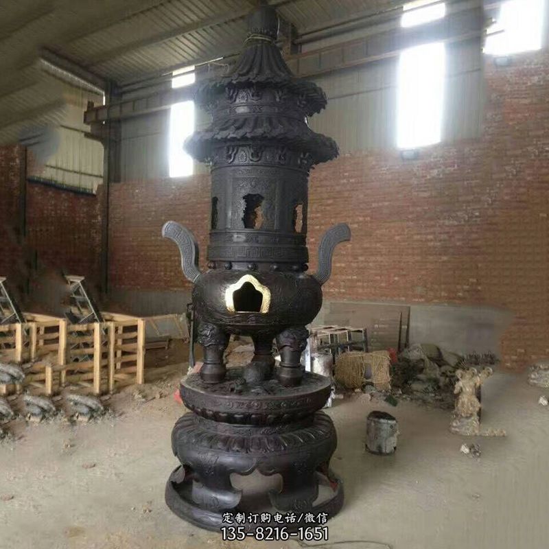 高层圆形铜香炉