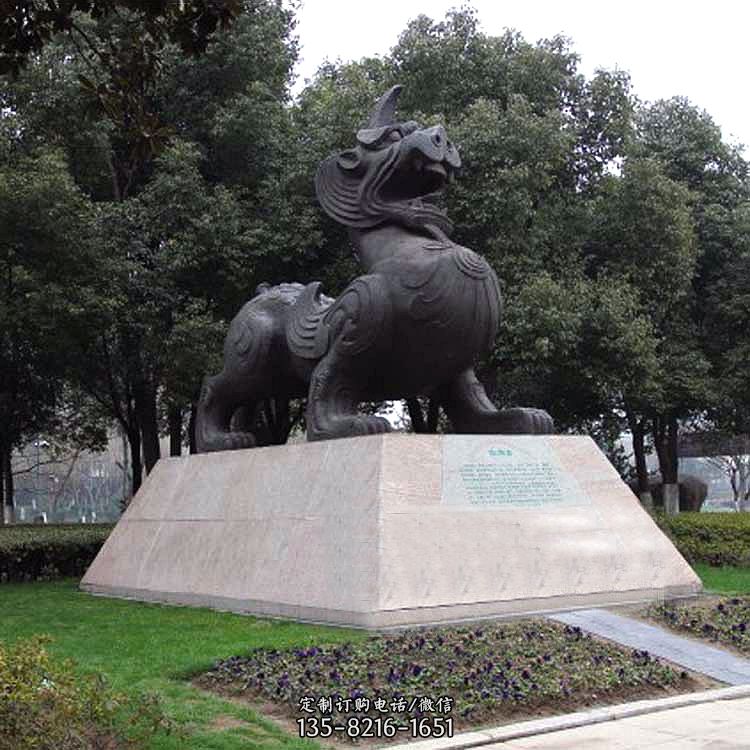 獬豸神兽雕塑-公园上古神兽景观雕塑