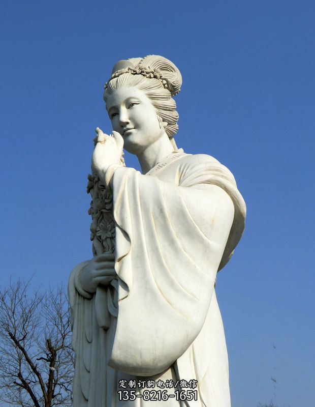 十二花神之三月桃花息夫人汉白玉古代美女雕像图片