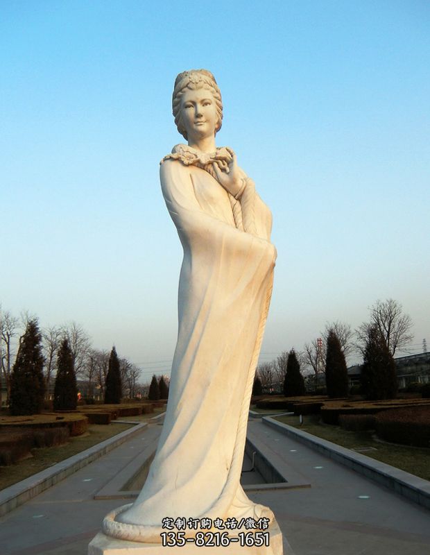十二花神之一月梅花寿阳公主汉白玉古代美女雕像图片