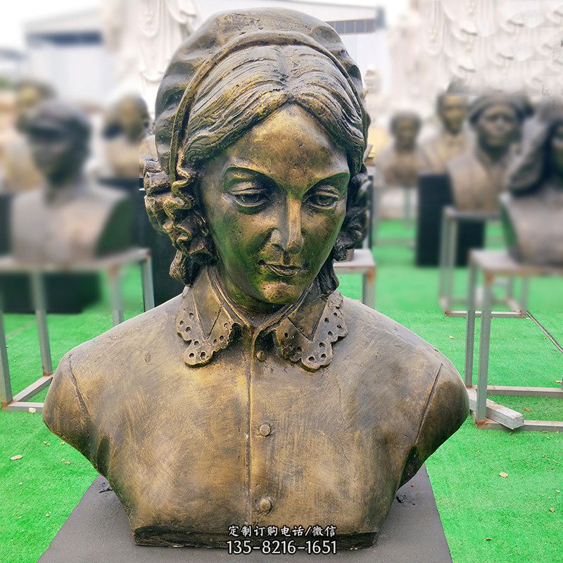 南丁格尔纯铜头像雕塑-医院名人雕像