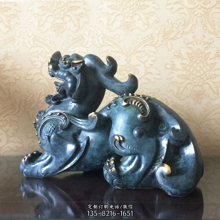 烤漆铜雕貔貅神兽动物摆件