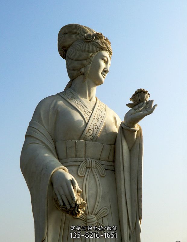 十二花神之十月芙蓉花花蕊夫人汉白玉古代美女雕像图片