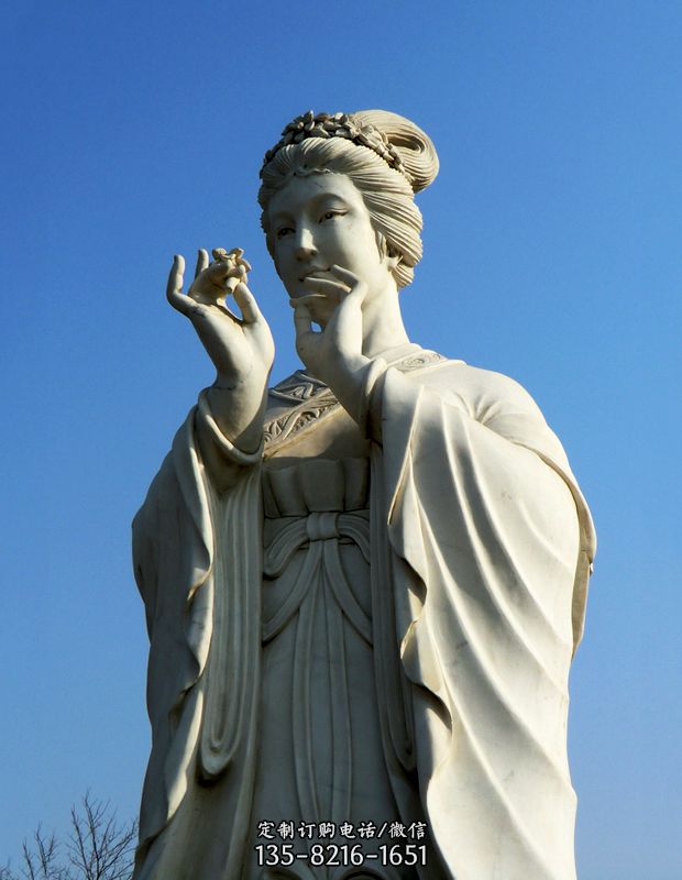 十二花神之二月杏花阮文姬汉白玉古代美女雕像图片
