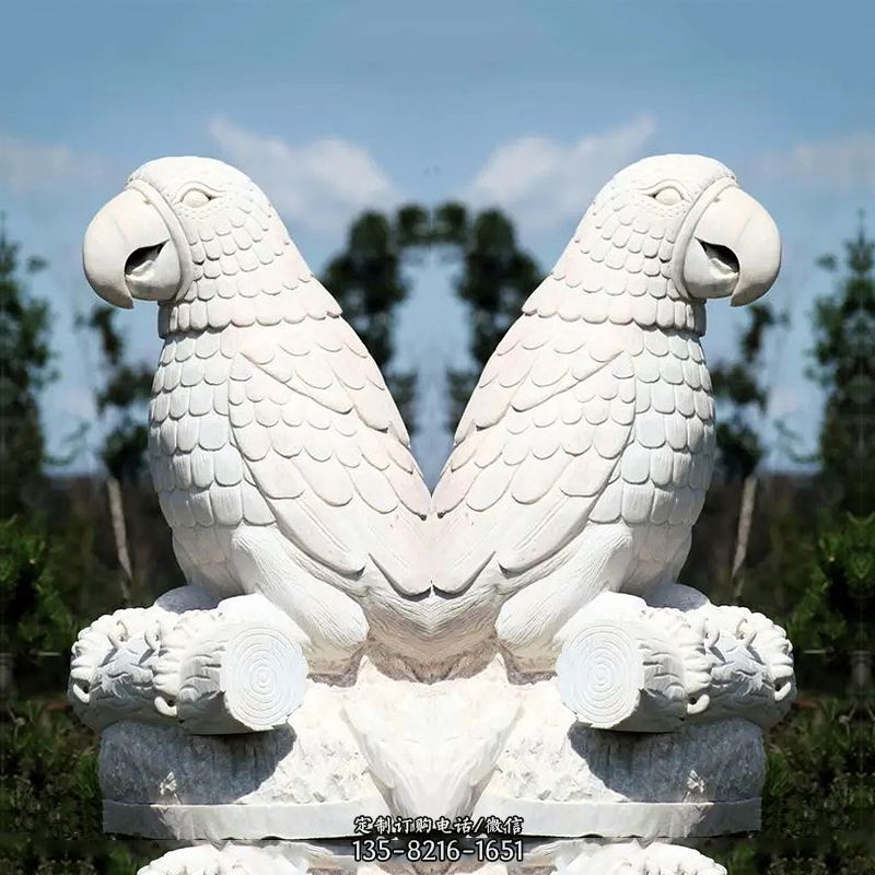 汉白玉鹦鹉石雕图片