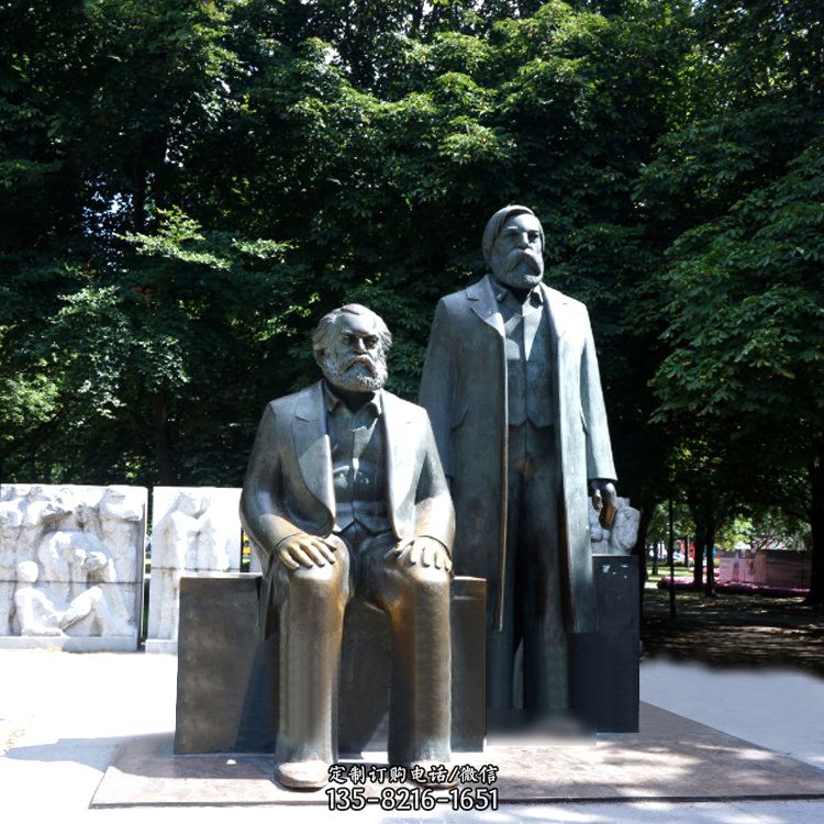 世界著名政治家马克思与恩格斯铜雕像
