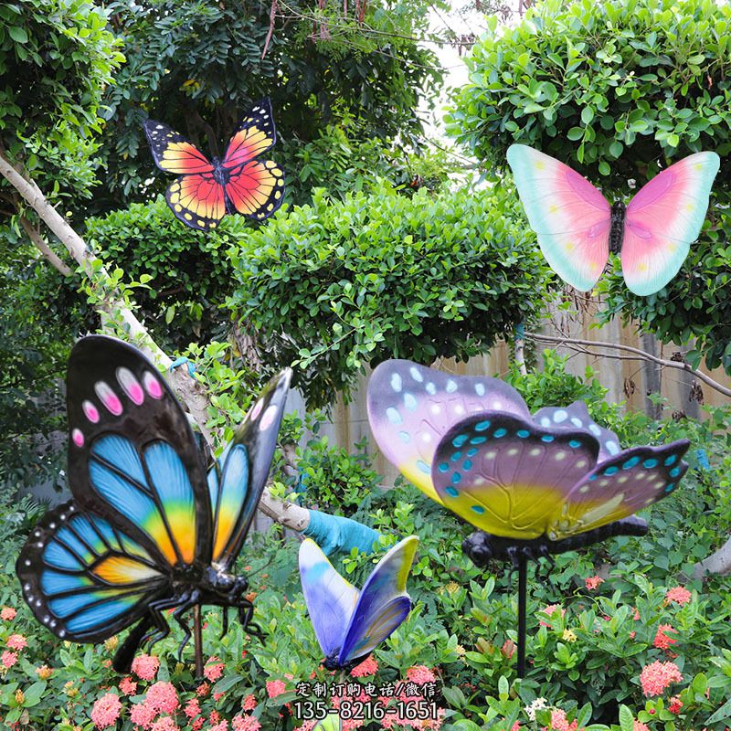 花园玻璃钢仿真蝴蝶雕塑摆件