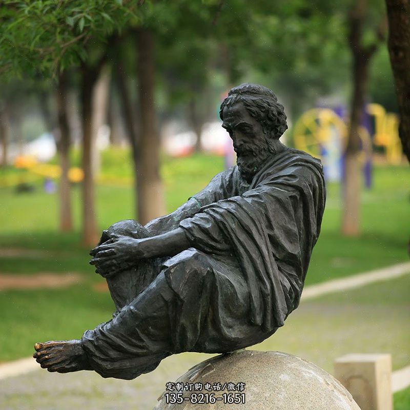 世界名人阿基米德铸铜雕像-公园历史人物雕塑