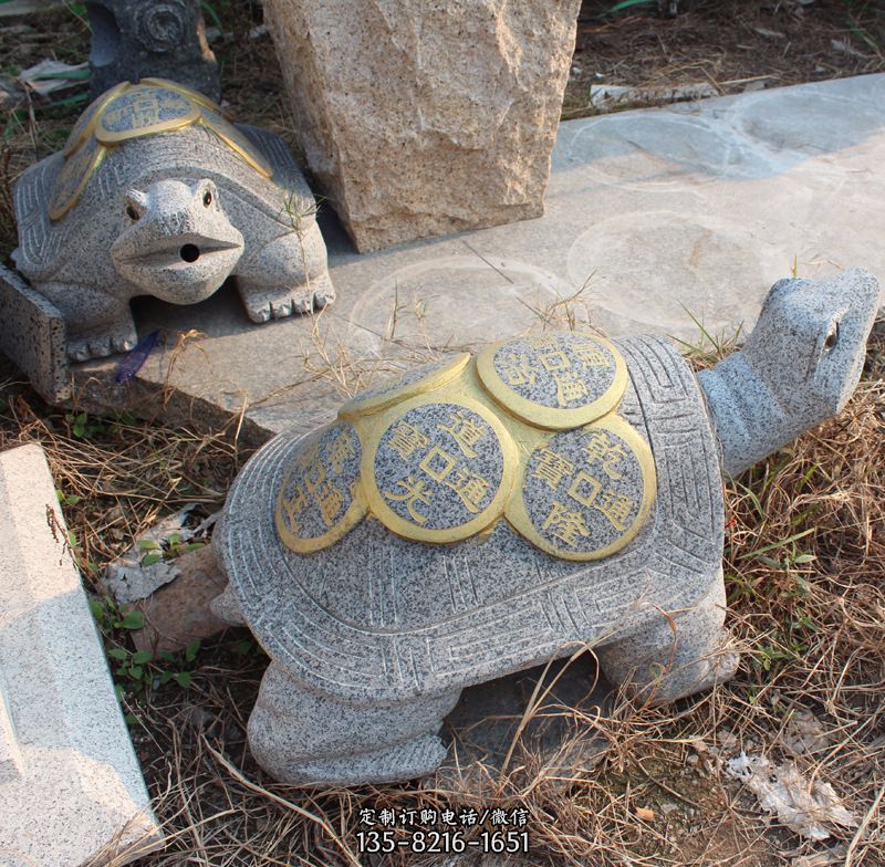 水池乌龟石雕-长寿龟乌龟石雕