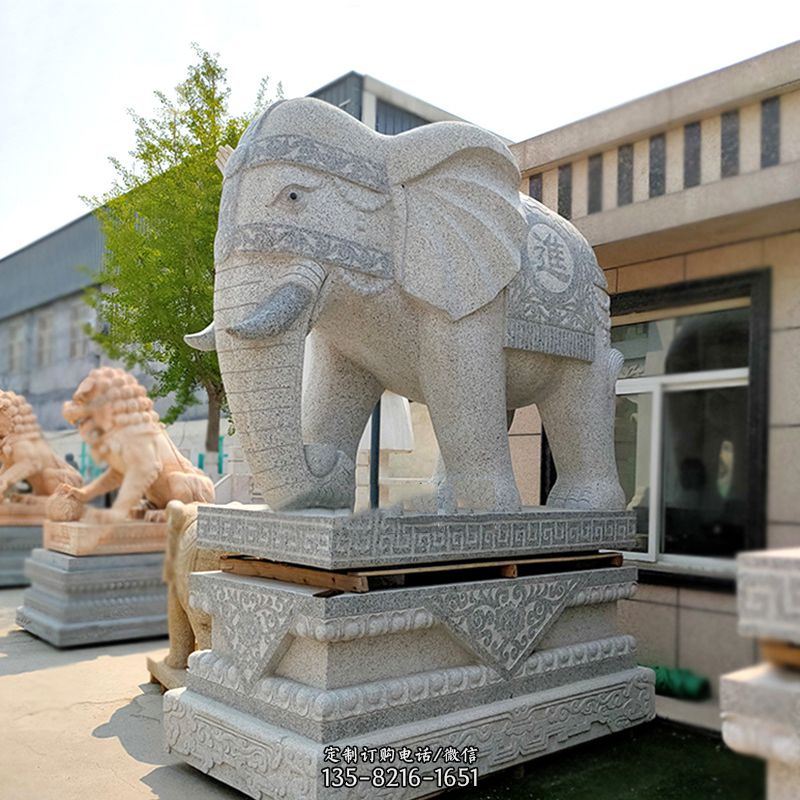 大门口石雕大象雕塑图片
