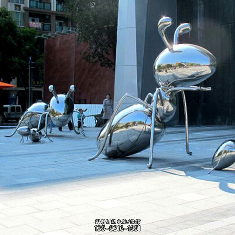 镜面蚂蚁不锈钢街道雕塑