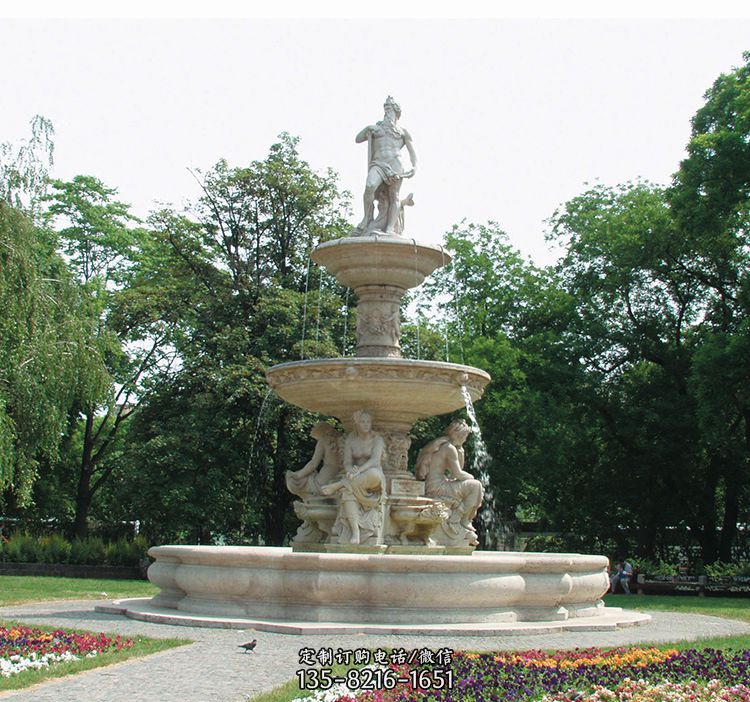 石雕跌水喷泉-公园石雕喷泉水景雕塑