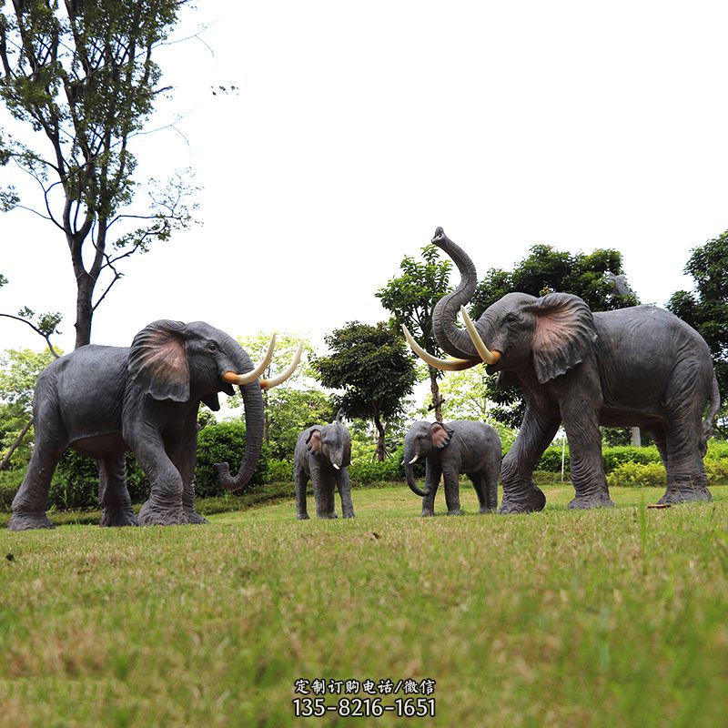 玻璃鋼大象仿真大象雕塑-公園景區園林裝飾動物擺件