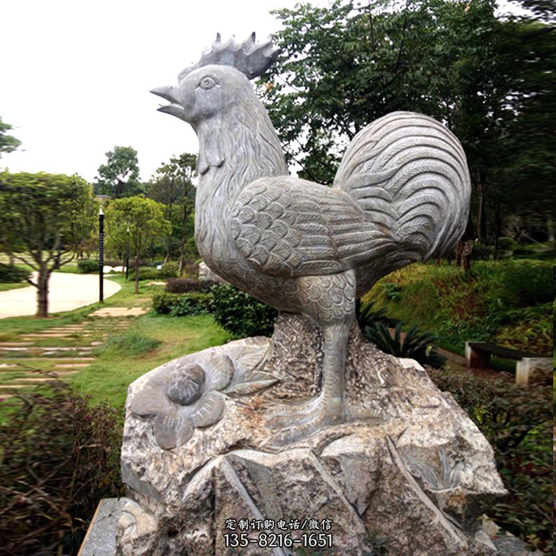 公园园林石雕酉鸡生肖动物景观雕塑图片