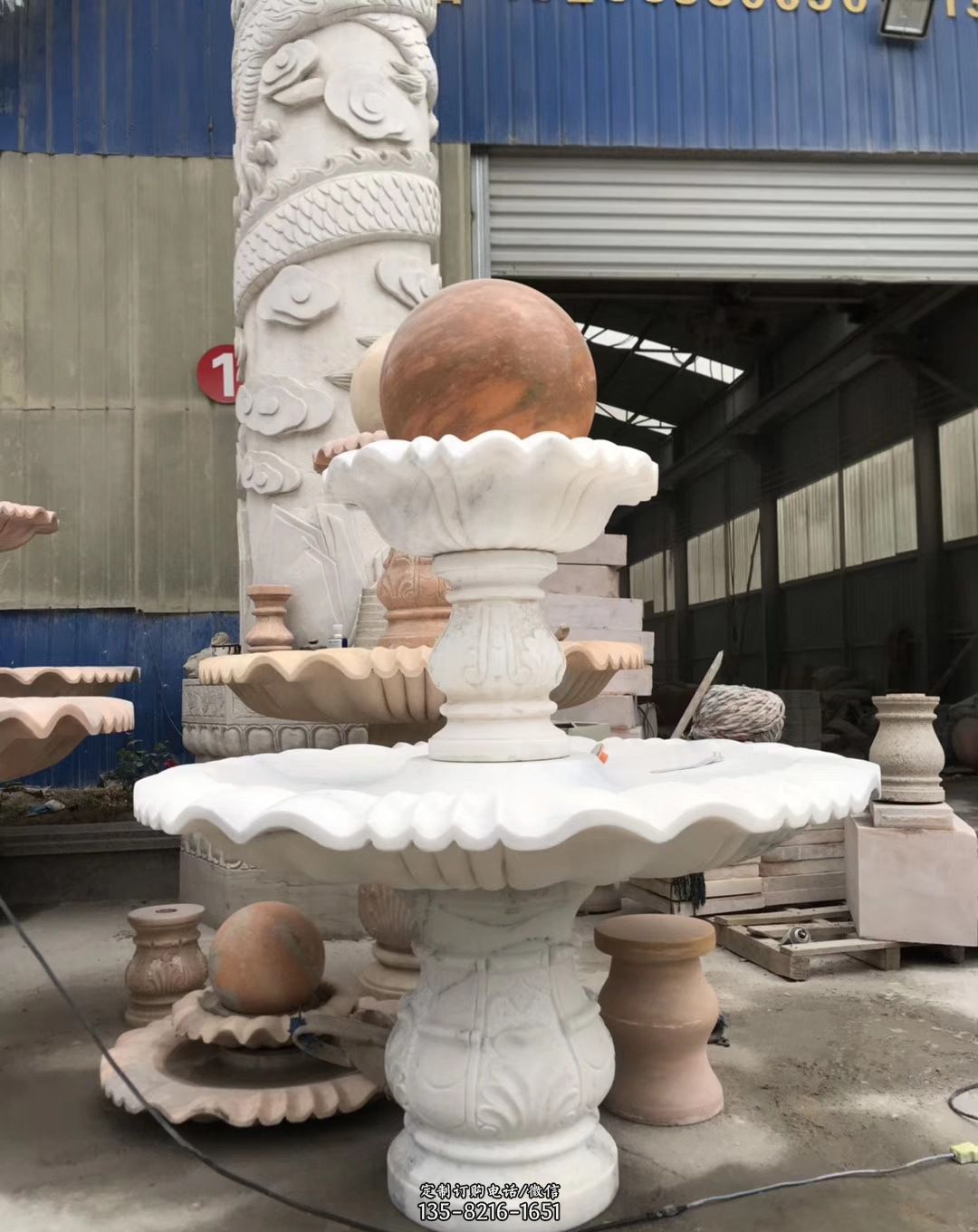 室外石雕喷泉-悬空茶壶喷泉雕塑
