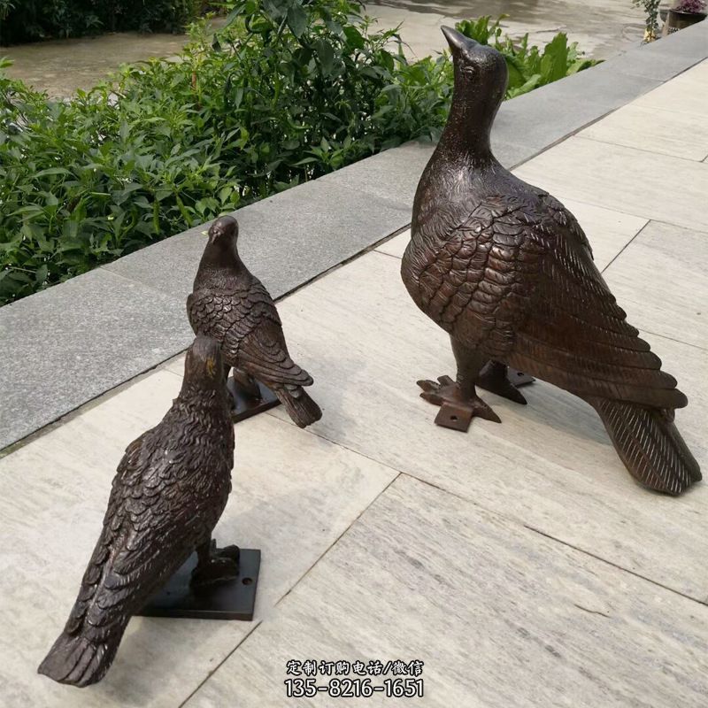 铸铜摆件铜雕鸽子小鸟草坪飞鸟装饰动物摆件