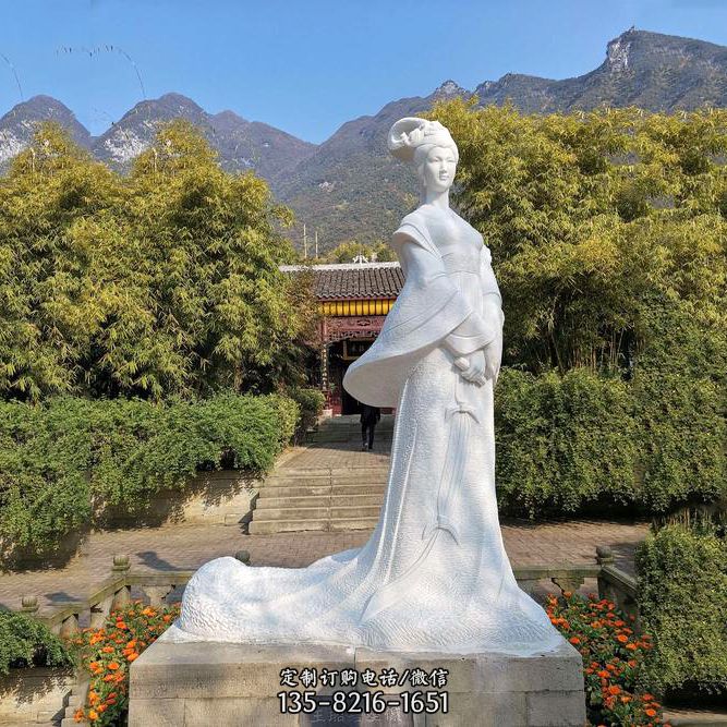 景区园林历史名人古代著名美女王昭君汉白玉石雕像